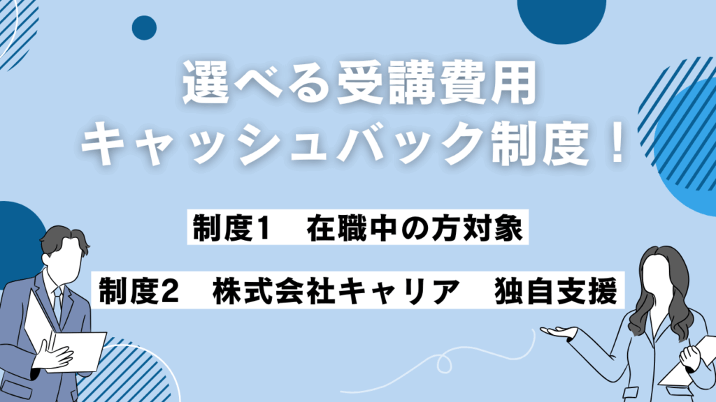 選べる受講費用 キャッシュバック制度